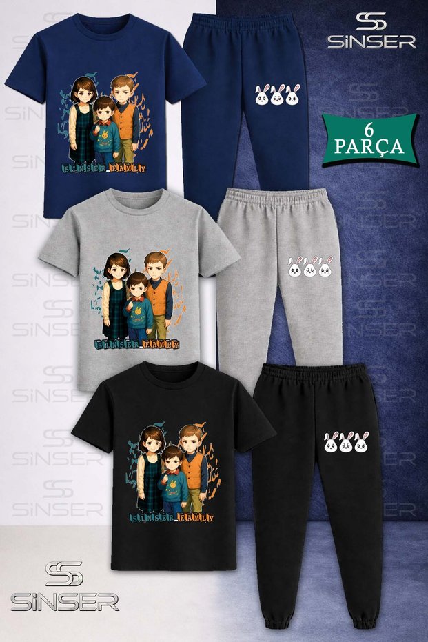 Children's Sinser Famly 3Lu Kare in the Square 3LÜ T-Shirt Tracksuit Set