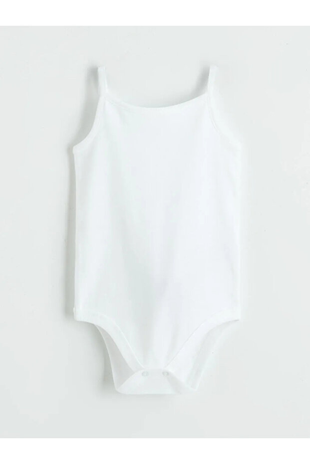White Strappy Baby Girl Snapback Bodysuit 3-Piece Set