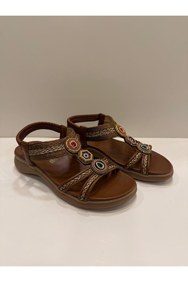 26Y240-15 Brown Women's Leather Sandals