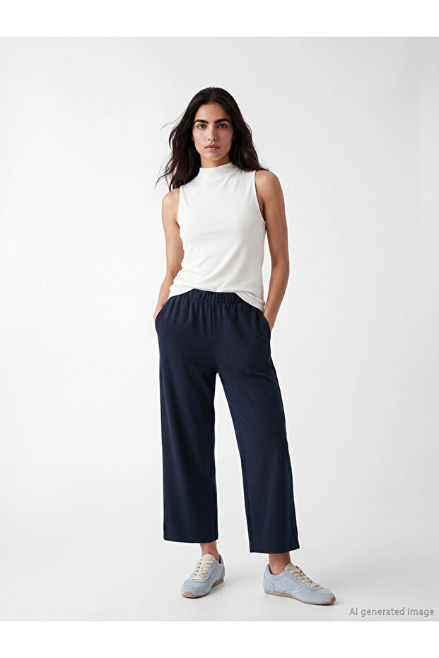 Natuvera Navy Blue Women's Sweatpants with Elastic Waist