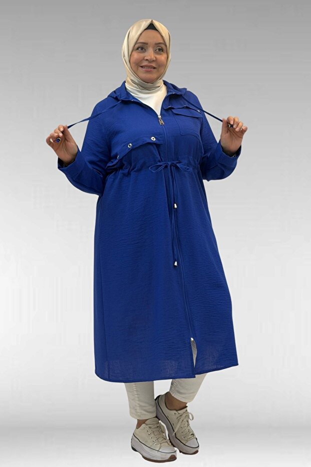 63008 Large Size Linen Cap with Eyelet Detail - Cobalt Blue