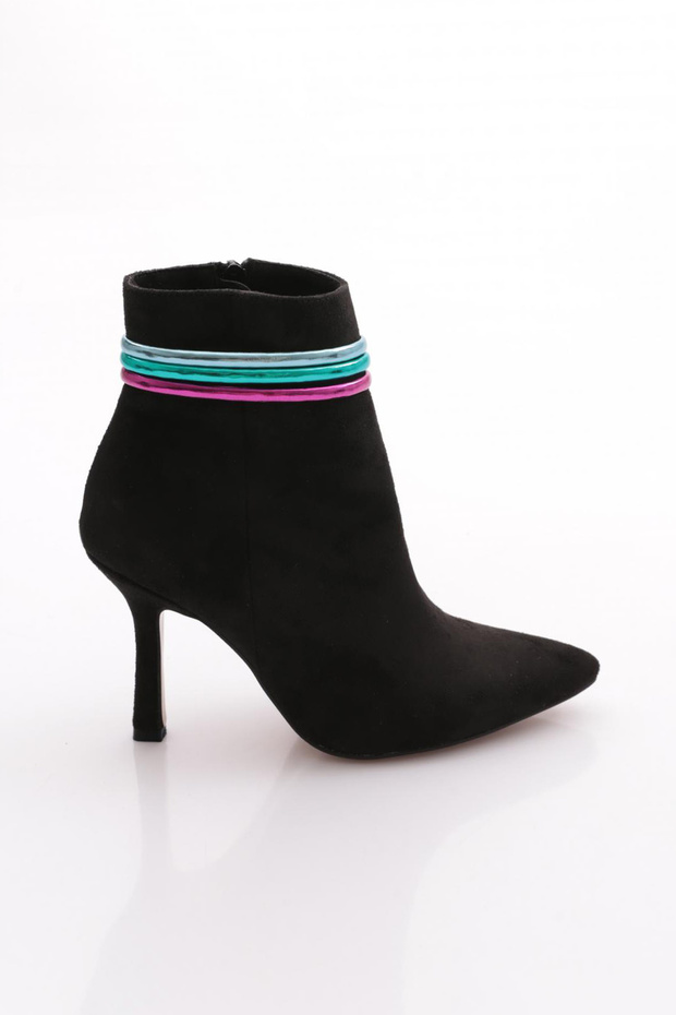 5729-424 3 Rows Ankle Band Detailed Women's Heeled Boots