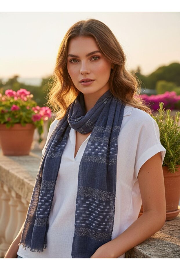 Women's Ethnic Summer Shawl with Glitter Detail