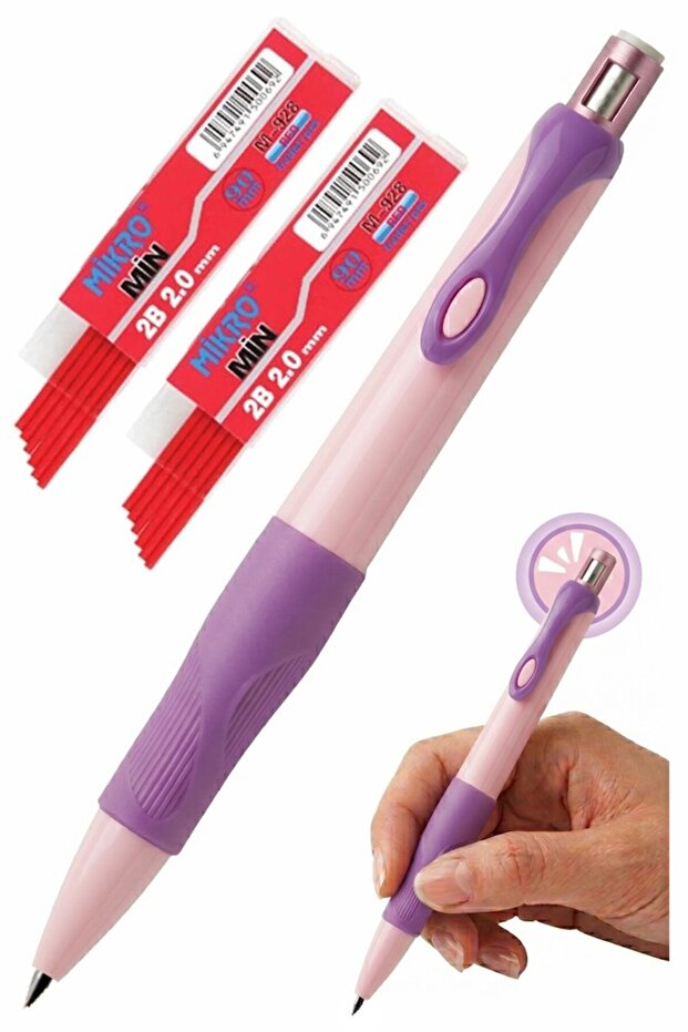 Lila Thick Tip Pencil 2.0 mm 1 Piece and 2.0 mm Thick Tip Red 2 Pieces Vr22 Thick Tip Mechanical Pencil