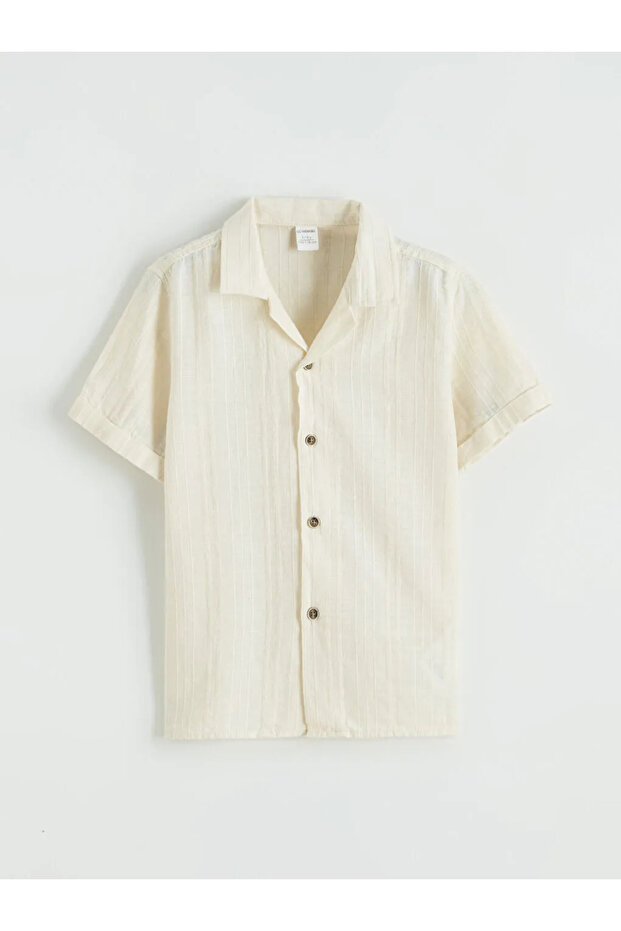 Beige Resort Collar Boys' Shirt