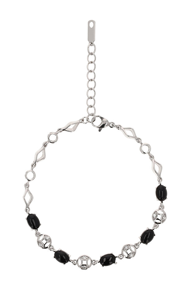 Chain Link Bracelet With Beads - 1