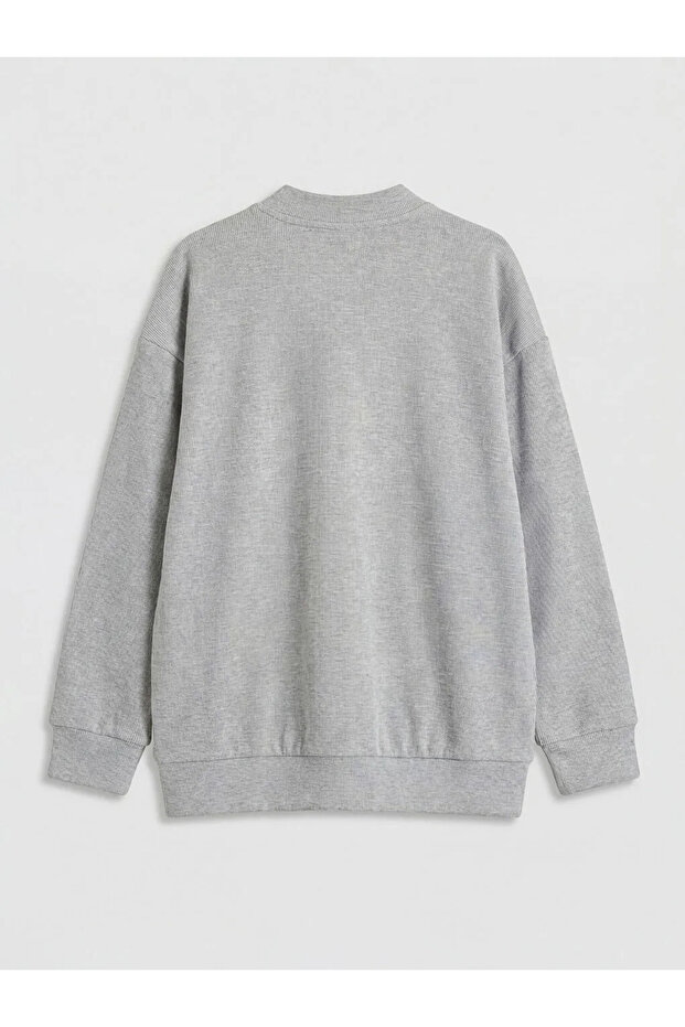 Gray College Collar Boys' Zippered Sweatshirt