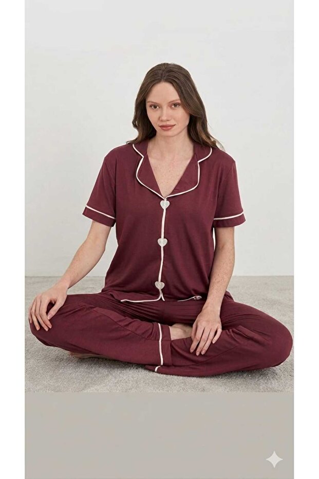 Short Sleeve V-Neck Pajama Set
