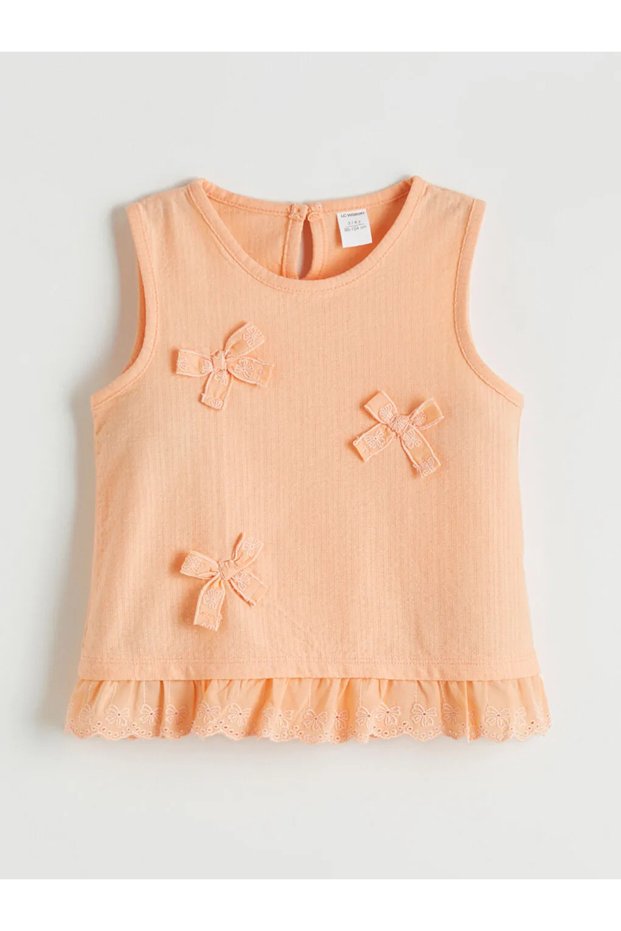 Coral Bowknot Girls' Blouse and Shorts