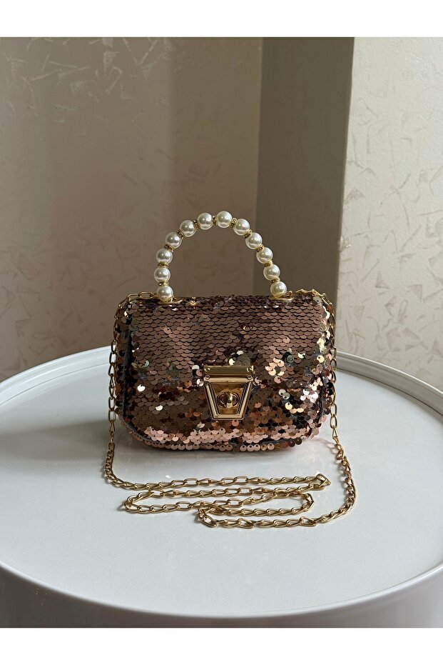 Pearl Handle Sequined Small Size Children's Bag