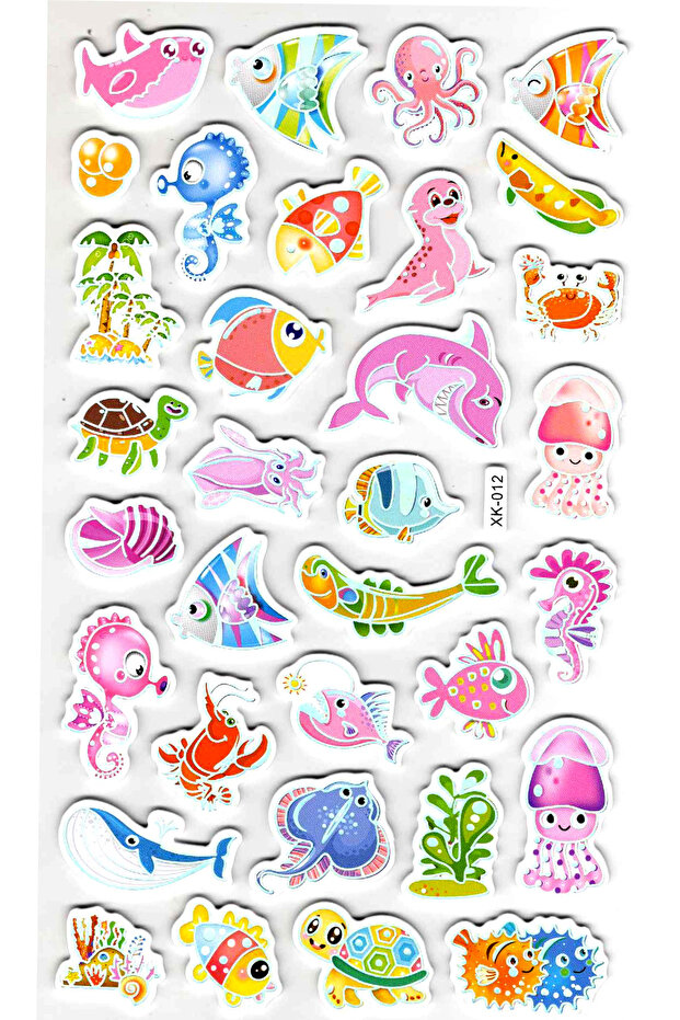Sticker Eva Embossed Sticker Decal Notebook Label (Xk012) 14X24 cm - Tropical Colorful Fishes