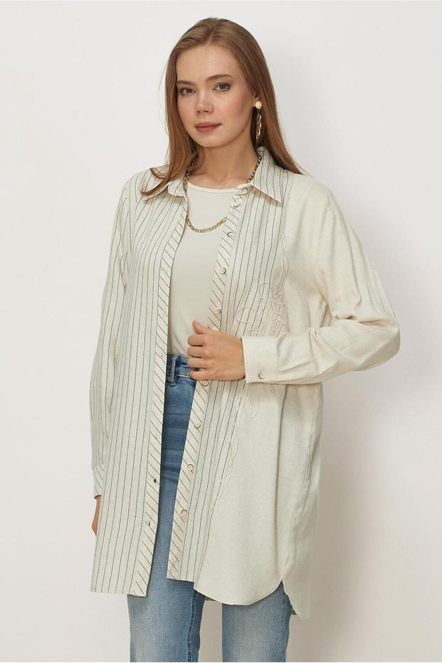 Linen Shirt Collar Tunic 46433
