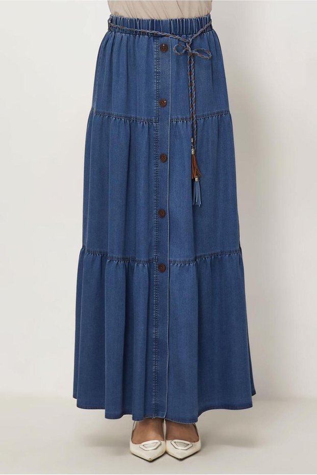 Belted Denim Skirt 60673