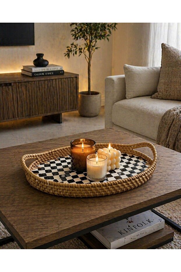 Checkered Oval Tray - 3