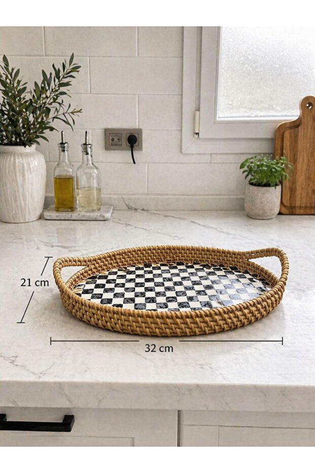 Checkered Oval Tray - 4