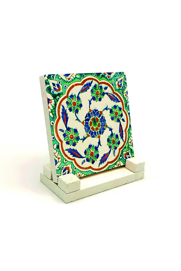 طاولة حجرية مطبوعة بنمط بلاط عثماني (مسجد مسيح محمد باشا) مقاس 10x10 KD-18