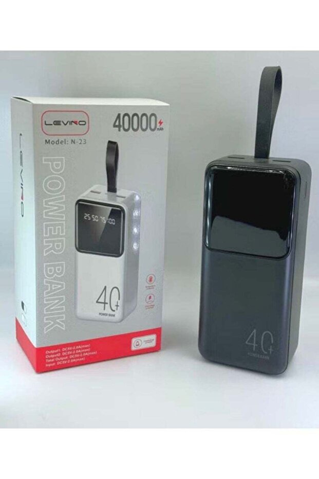 40000mAh Power Bank with LED Display Dual USB Output 5V 2A Fast Charging Model N23 Black
