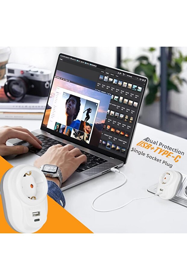 Current Protected White U-C Plug-Outlet Socket - 4