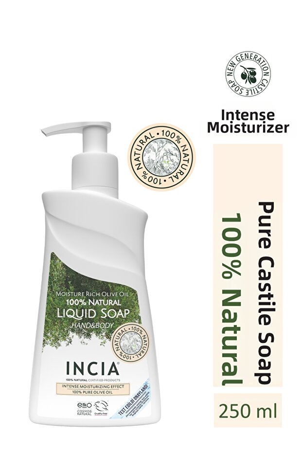 100% Natural Liquid Castile Soap Intensive Moisturizing with Olive Oil 10 Herbal Precious Oil Vegan 250 ml