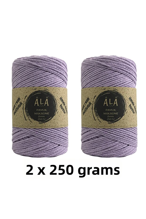 2 Pieces of Cotton Cotton Macrame Cord 2mm Chain Macrame Bag Cord 250 Grams 2 X 250 Gr (Total 500 Grams)