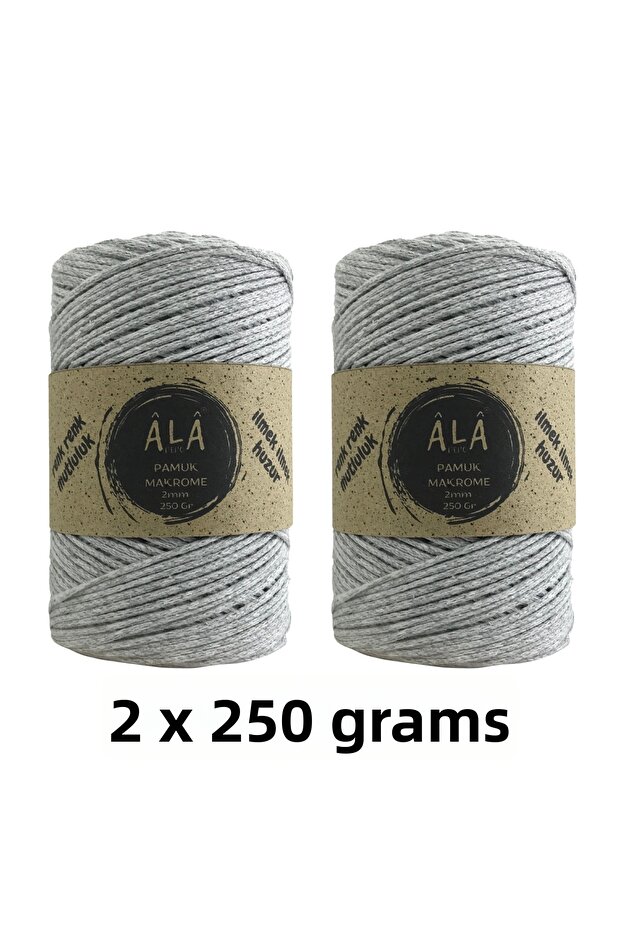 2 Pieces of Cotton Cotton Macrame Cord 2mm Chain Macrame Bag Cord 250 Grams 2 X 250 Gr (Total 500 Grams)
