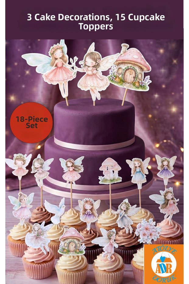 Fairy Girl Themed Birthday Cake Set Pastel Fairy Cake Decorations Cupcake Toothpick-Fairy Birthday Toothpick Cake Decoration