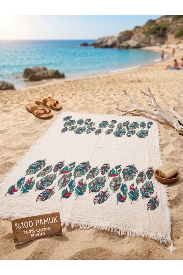 Muslin Cotton Peshtemal and Beach Towel-Octopus Printing Technique Water Absorbent and Quick-Drying Stylish Design-