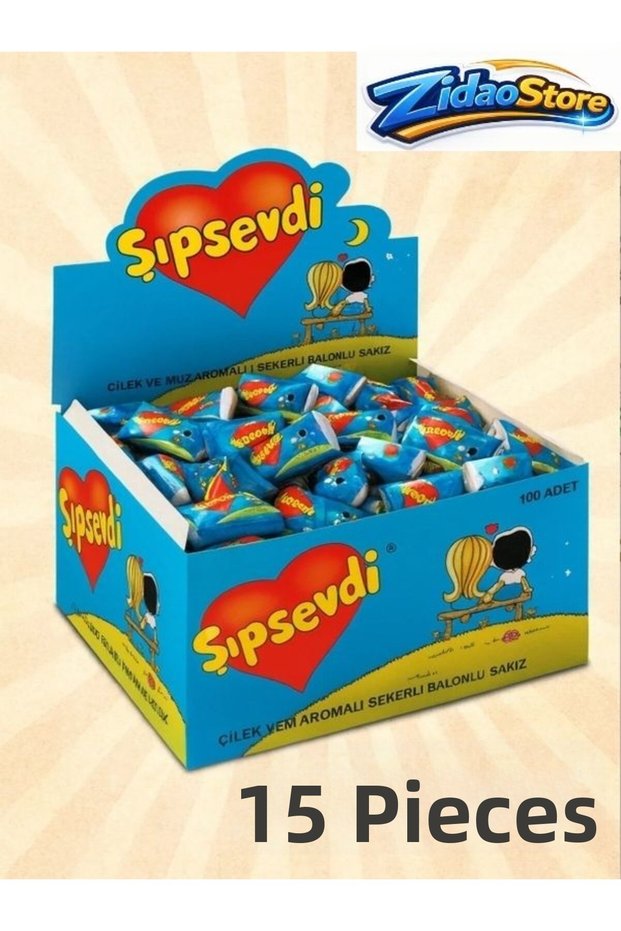 Şıpsevdi 15 Pieces Nostalgic Strawberry Banana Flavored Bubble Gum Economic Package Gift Packaged