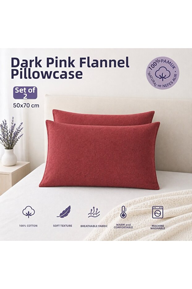 100% Cotton Flannel Pillowcase Set of 2 50X70 cm