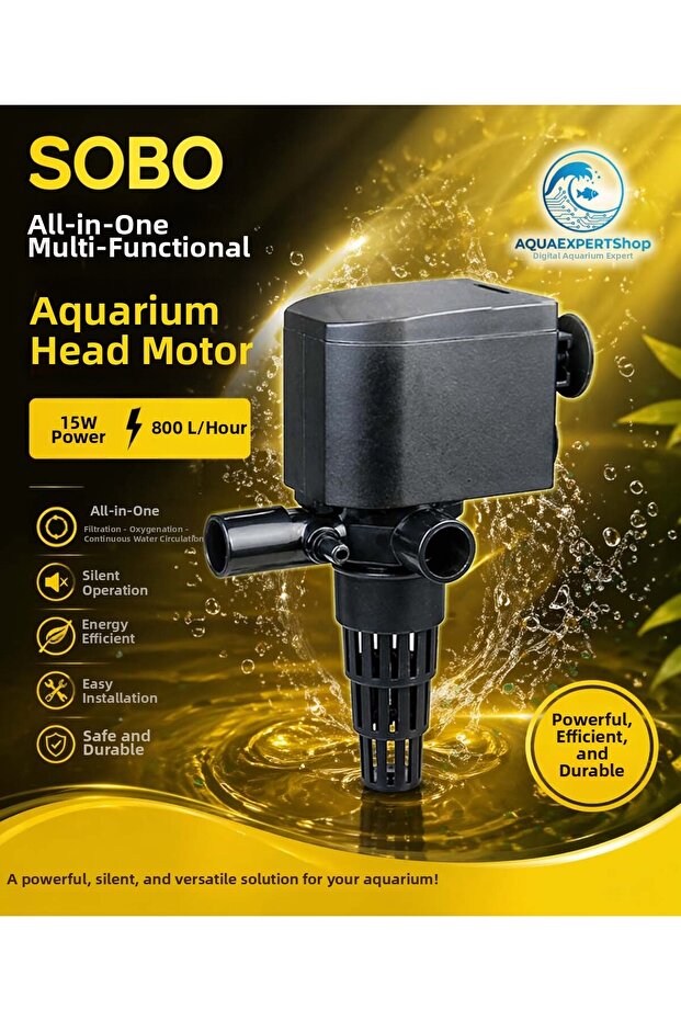 Aquarium Head Motor - 3 in 1 - 15W - 800Lt/Hour - Wp-880