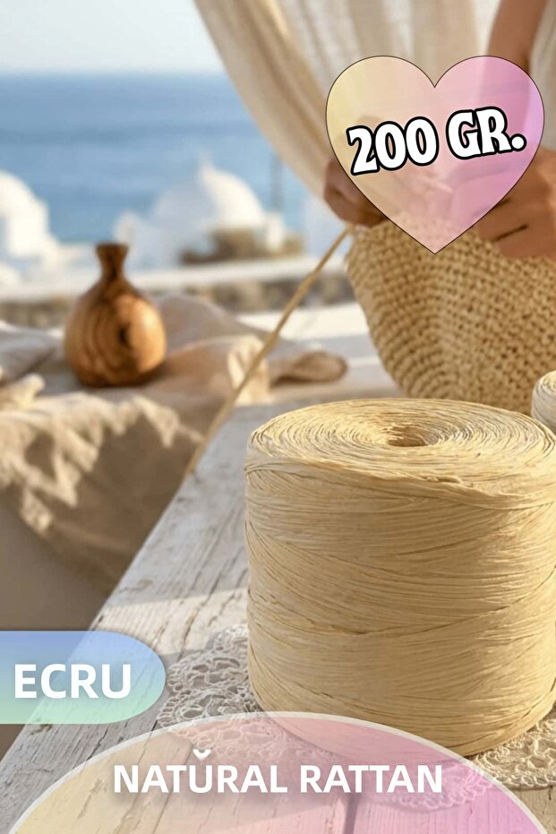 Imported Natural Raffia (Soft Yarn Feature) 200 Gr. Ecru