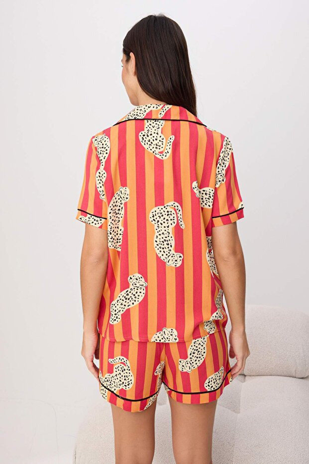 Çok Renkli Animal Shally Dokuma Pijama Takımı THMSS26PT00136 - 4