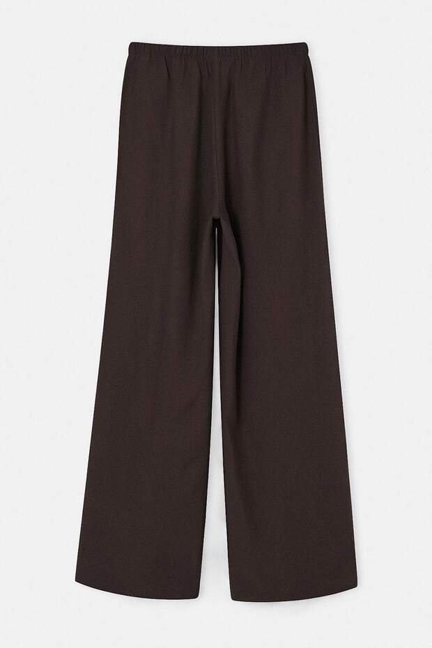 Koyu Kahverengi Modal Beli Lastikli Wideleg Geniş Paça Pantolon TWOSS26PL00105 - 9