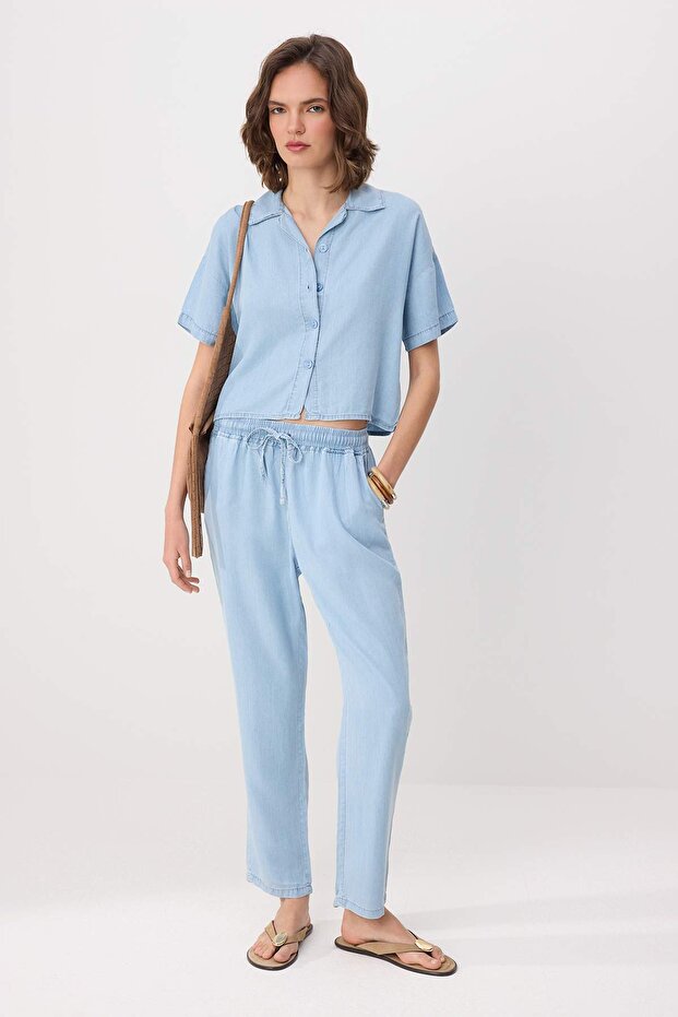 Mavi %100 Tencel Gömlek Pantolon Denim Alt - Üst Takım TWOSS26AU00216