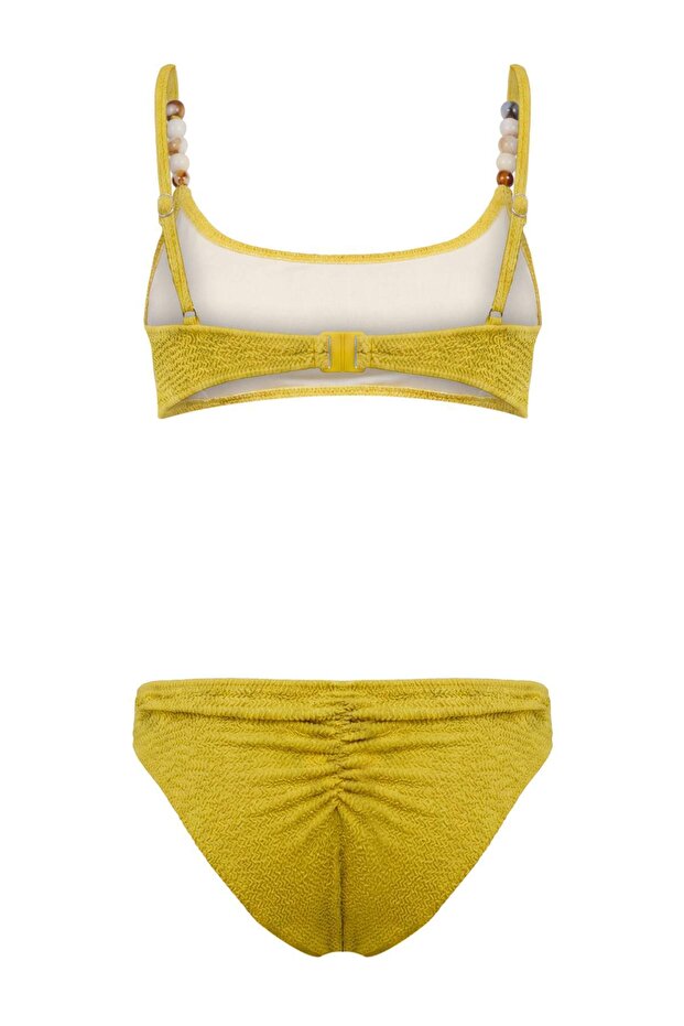 Hardal Aksesuarlı Bralette Kaplı Regular Normal Bel Bikini Takımı TBESS25BT00057 - 6