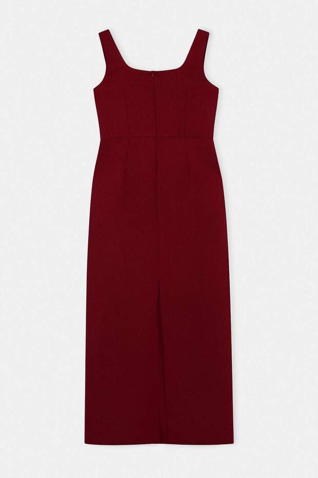 Bordo Finike Dokuma Büyük Beden Elbise TBBSS26AH00002 - 6