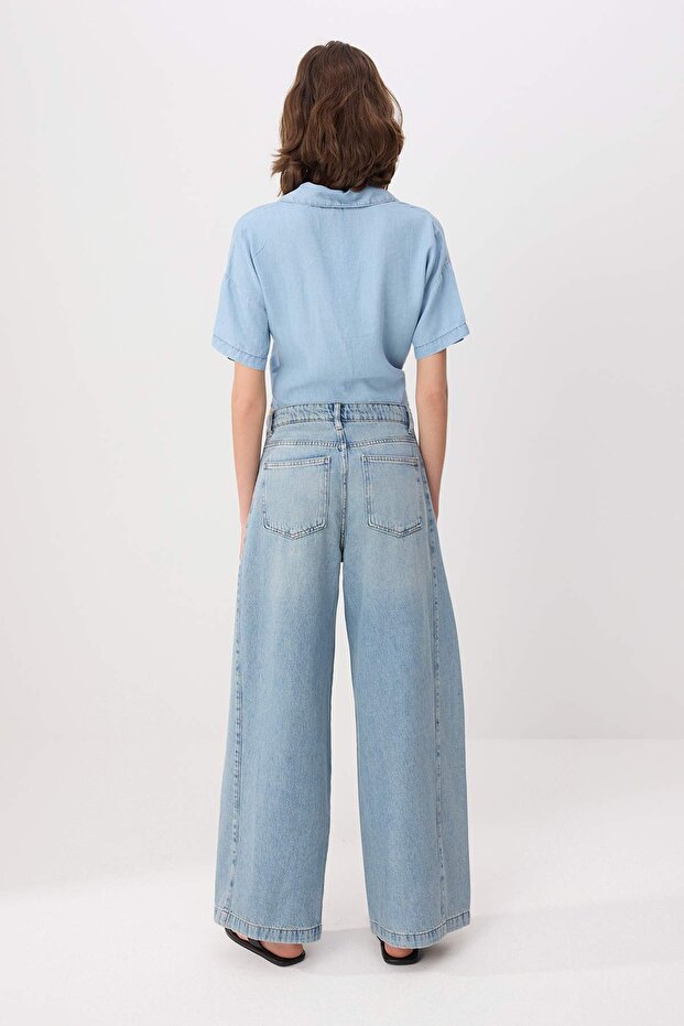 Mavi Dikiş Detaylı Yüksek Bel Wide Leg Jeans TWOSS26JE00318 - 5