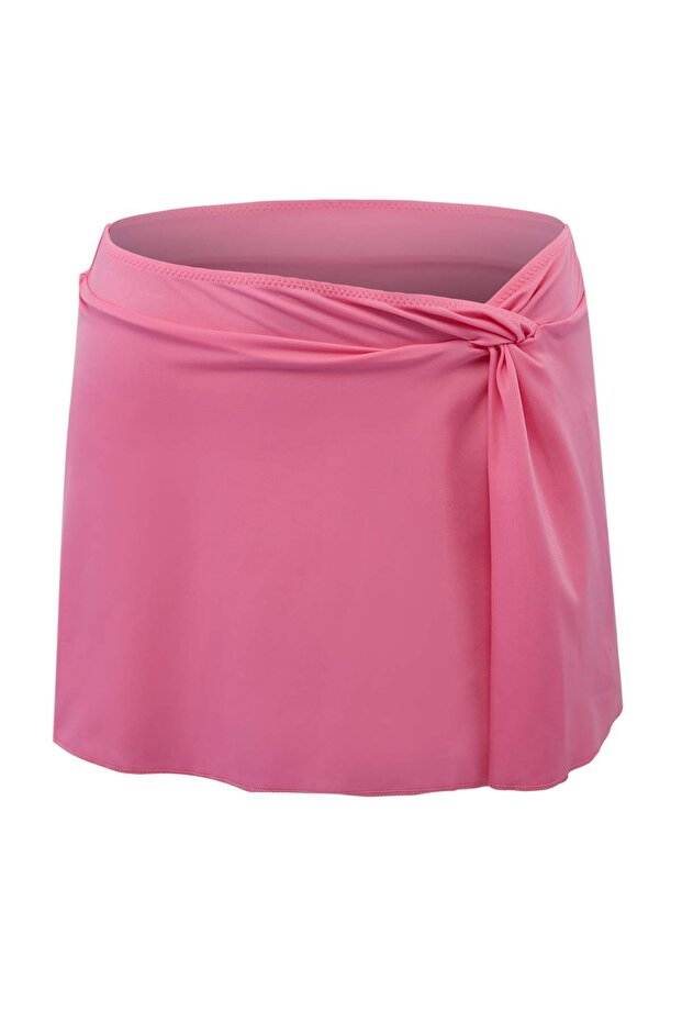 Pembe Normal Bel Yırtmaç Detaylı Etek Bikini Altı TBESS26BA00002 - 5