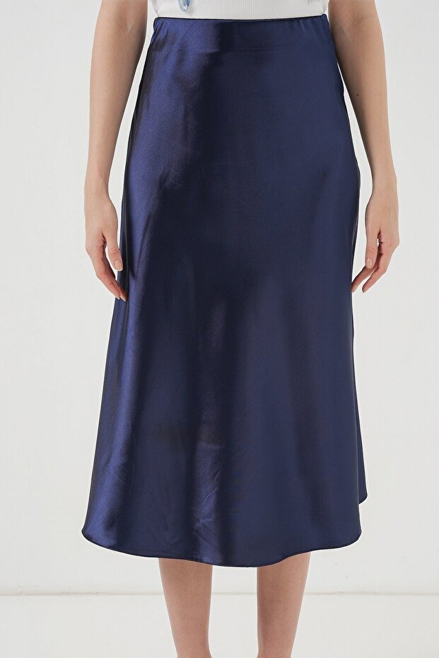 15806 Satin Skirt - Navy Blue