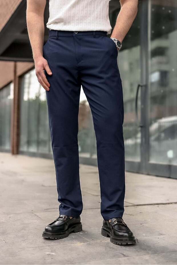 Marineblaue Basic-Herrenhose E6576 - 3