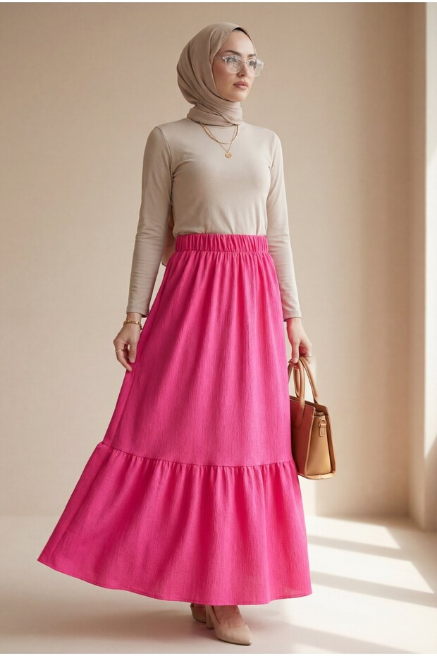 1886 Long Knitted Skirt - A.Fuchsia