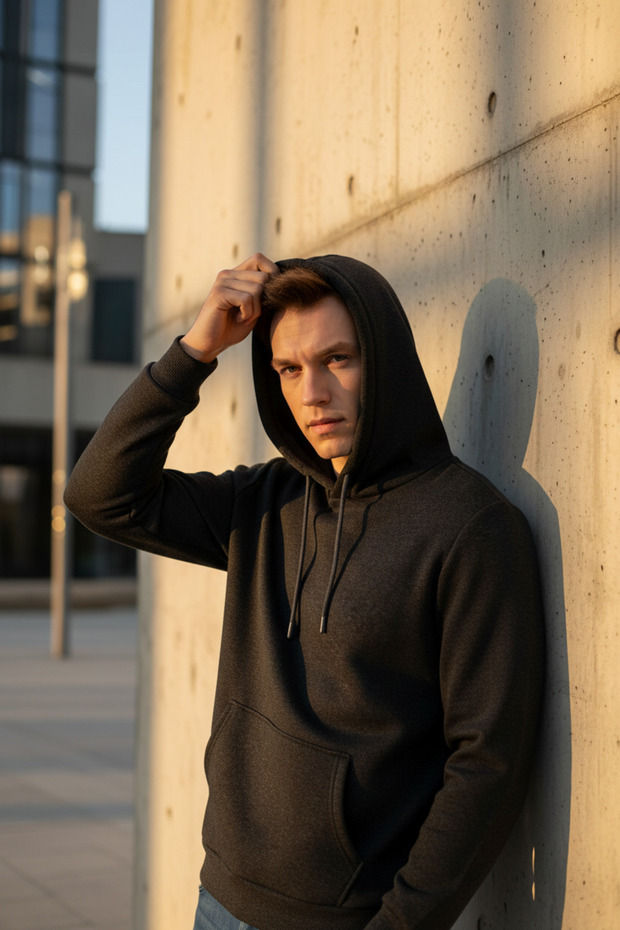 Kapişonlu Yaka Regular Düz Sweatshirt - 8