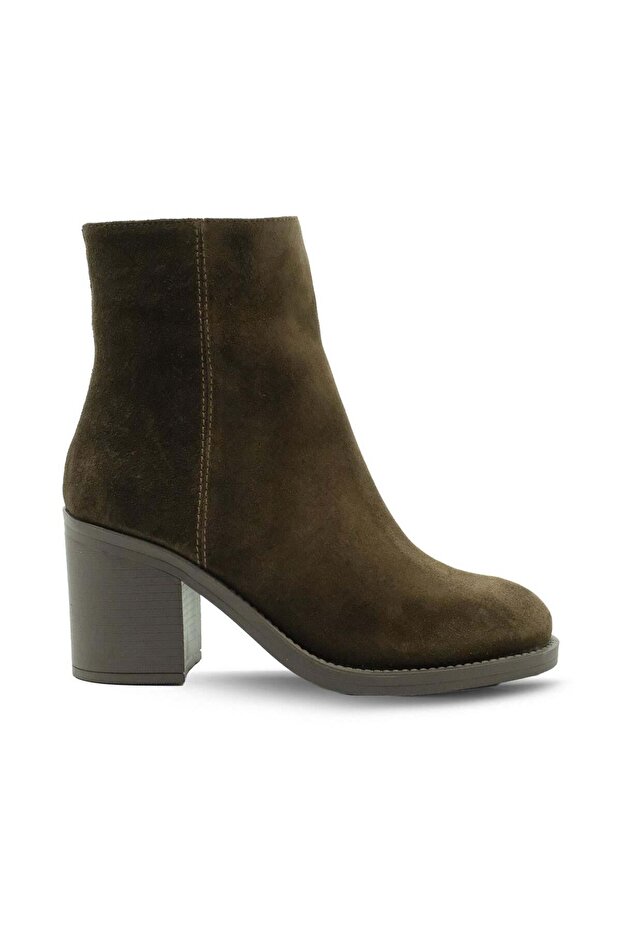 Genuine Leather Zippered Rubber Sole Boots Z590 Yarma Suet Brown 490 C63 (Split Suede Brown)