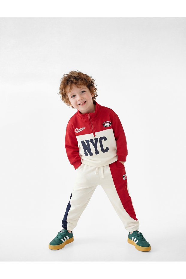 Color Blocked Oversize Jogger Sweatpants with Elastic Waist and Pockets