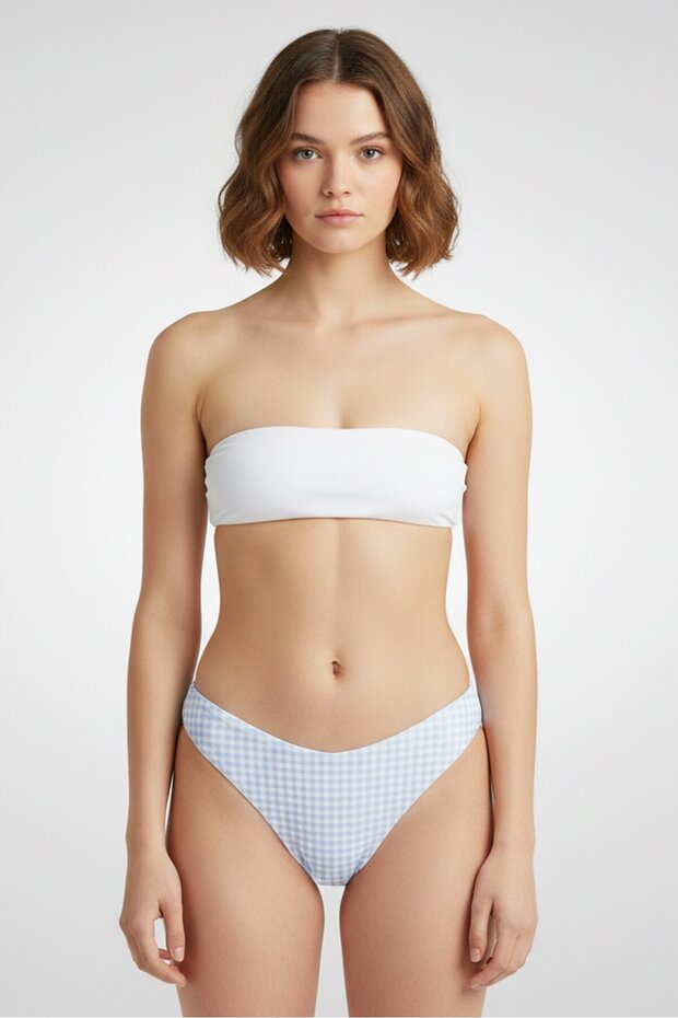 Women Gingham Pattern Bikini Bottom, Multicolor
