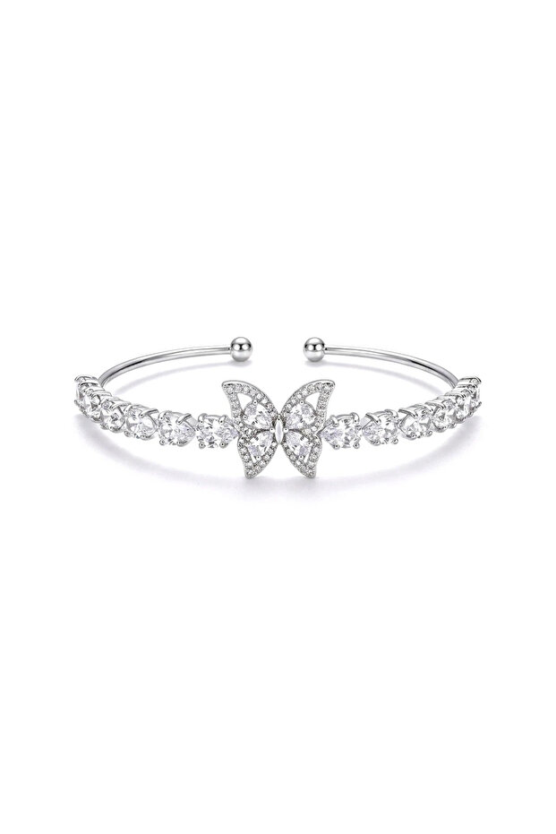 Steel Silver Butterfly Clasp Bracelet