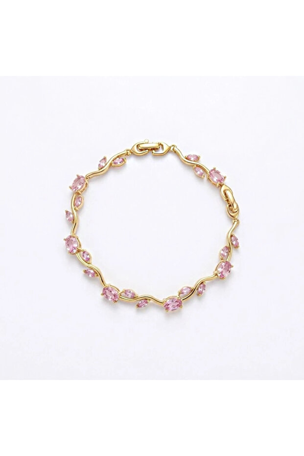 Gold Pink Tulip Bracelet
