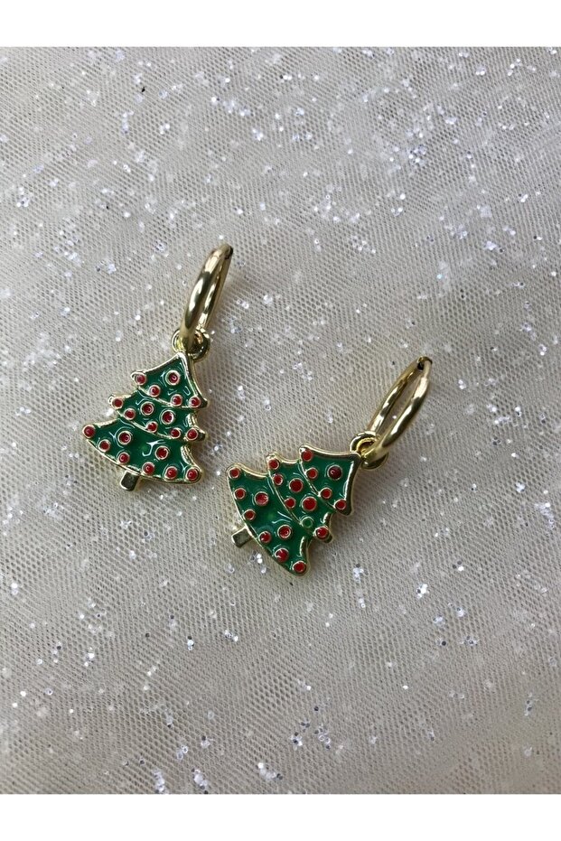 Christmas Themed Steel Earrings Pine Tree