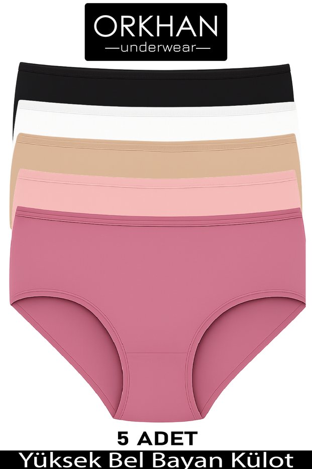 Women's Panties, High Waist Panties, Women's Cotton, Daily Wear, Soft Fabric, Kilot, Slip, Combed Cotton, 5-Pack