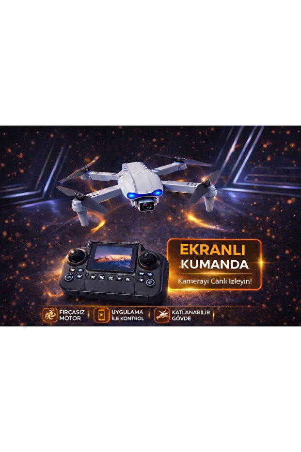 ROSE TEKNOLOJİ KAMERALI VE EKRANLI KUMANDALI ÇİFT BATARYALI 360 DÖNME KATLANABİLİR TAŞIMA ÇANTALI DRONE